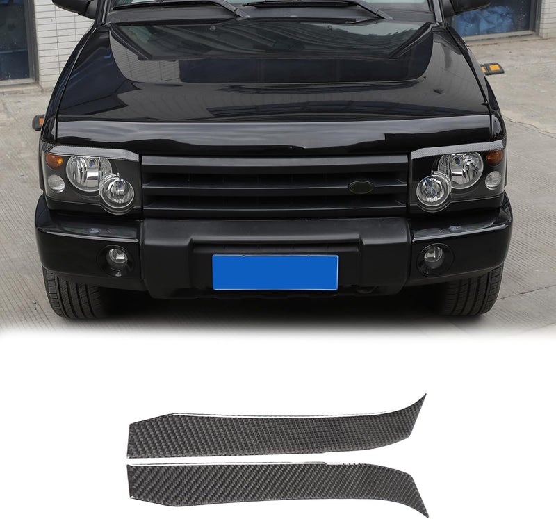 TerIourfou Front Headlight Trim Cover Trim Compatible with Land Rover Discovery 2 1998-2004,Soft Carbon Fiber Headlights Eyebrows Sticker Stripes Scratch Decal Exterior Accessories (Black Carbon Fiber) - Image 1